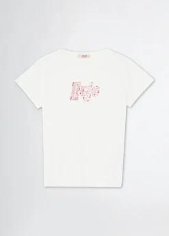 T-shirt con logo e strass