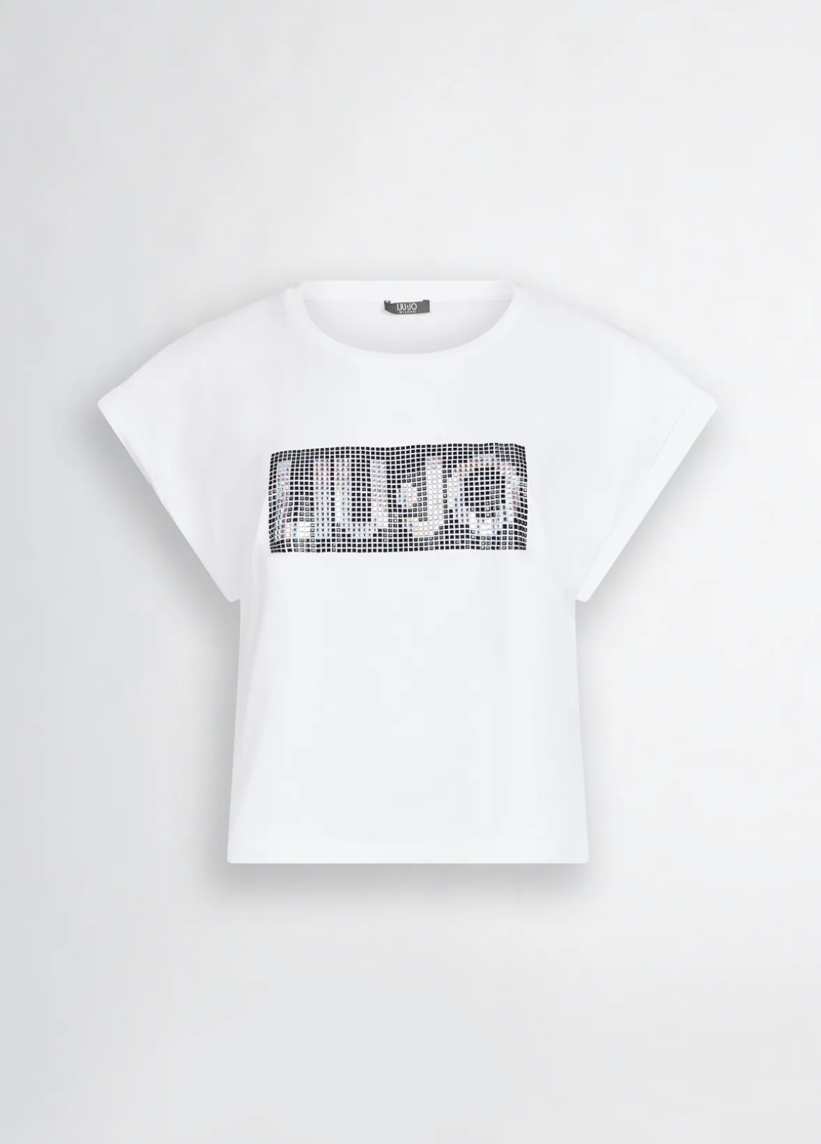 T-shirt con logo e strass