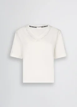 T-shirt con logo e strass