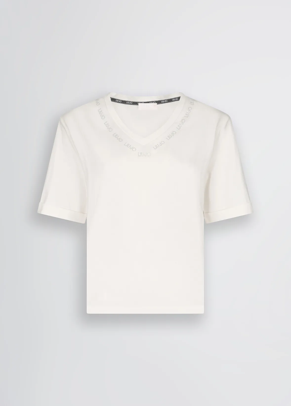 T-shirt con logo e strass