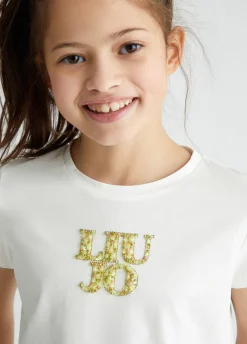 T-shirt con logo e strass