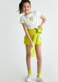 T-shirt con logo e strass