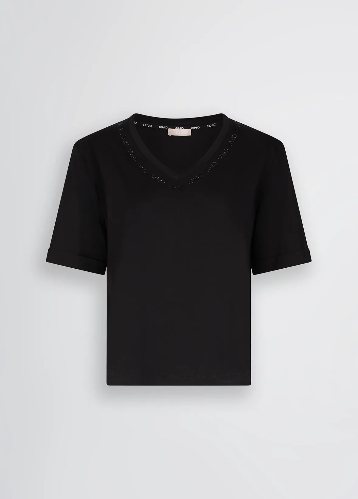 T-shirt con logo e strass