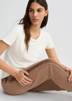 T-shirt con logo e strass