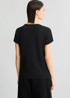 T-shirt con logo e strass