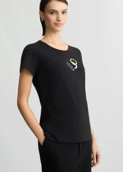 T-shirt con logo e strass