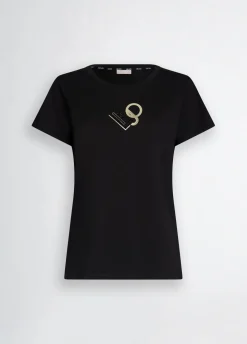 T-shirt con logo e strass
