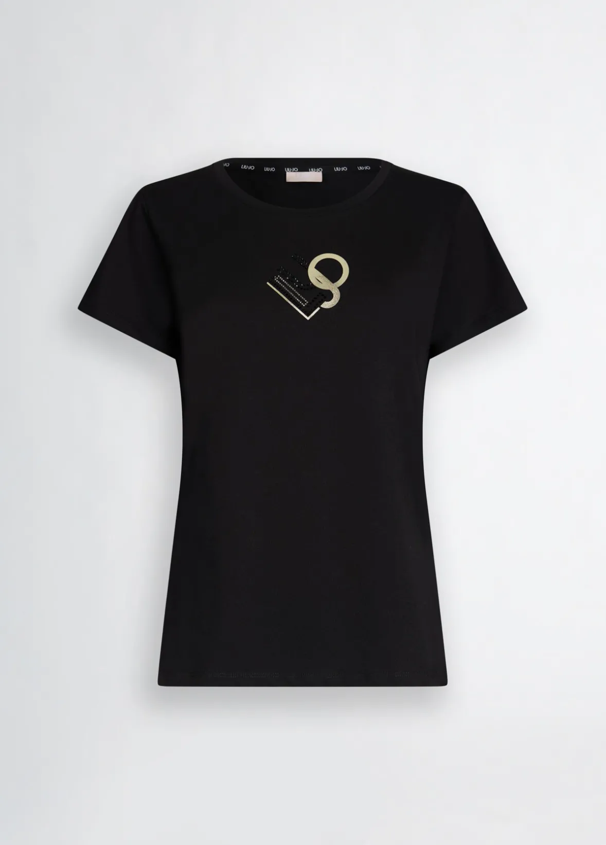 T-shirt con logo e strass