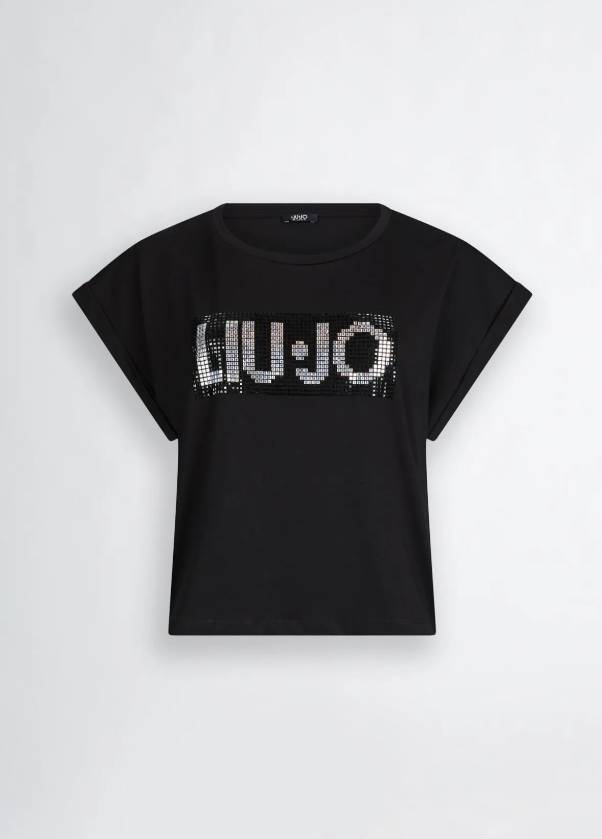 T-shirt con logo e strass
