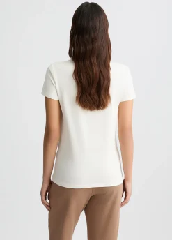 T-shirt con logo floreale e strass