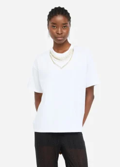 T-shirt con perle e strass