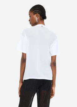 T-shirt con perle e strass