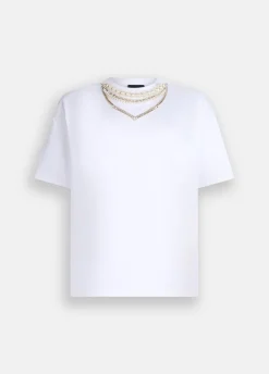 T-shirt con perle e strass