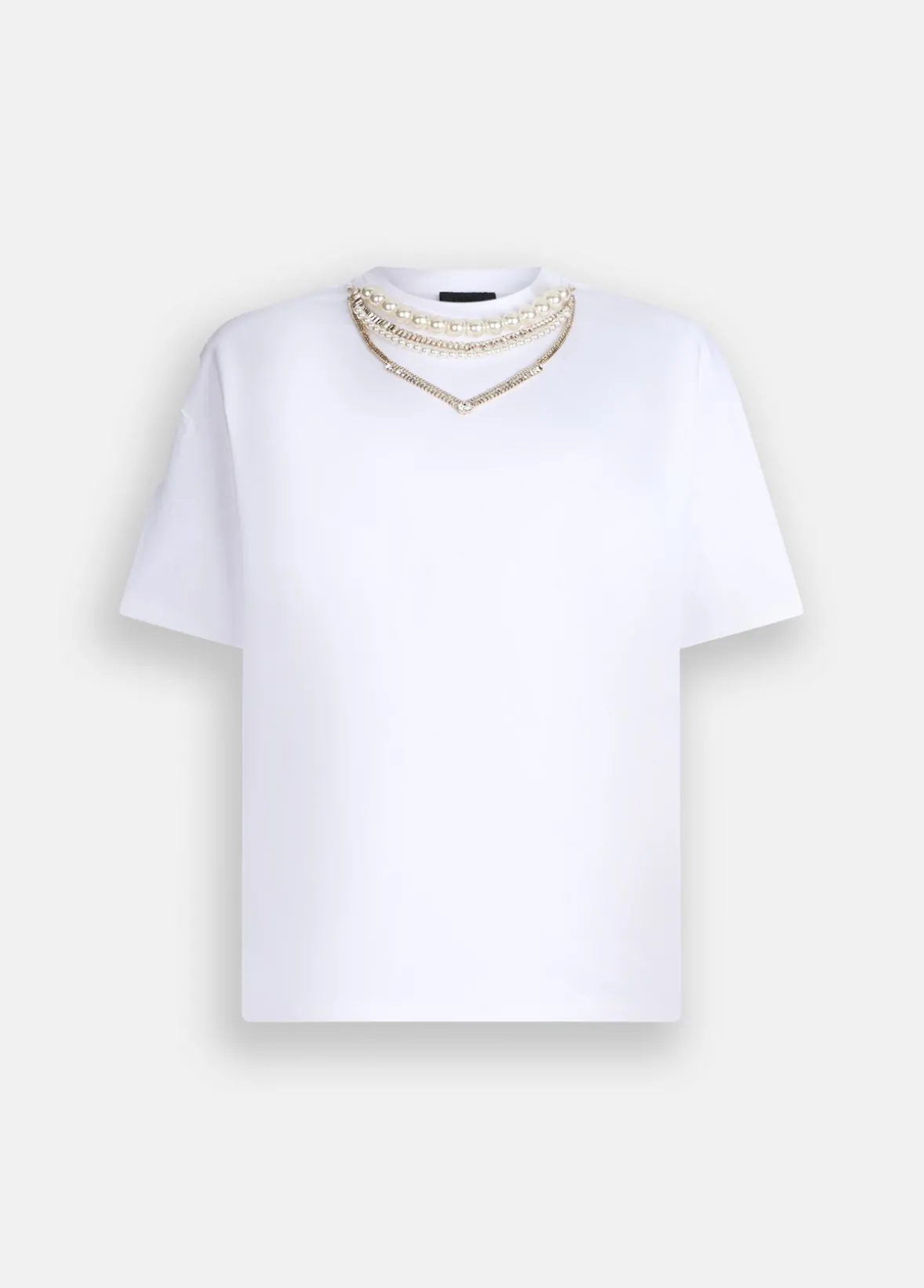 T-shirt con perle e strass