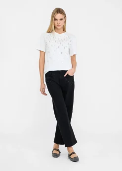 T-shirt con perle e strass