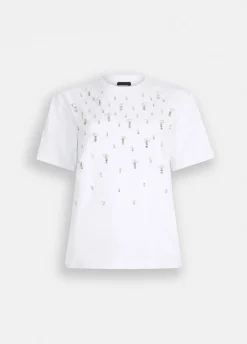 T-shirt con perle e strass