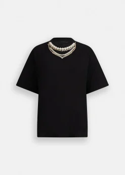 T-shirt con perle e strass