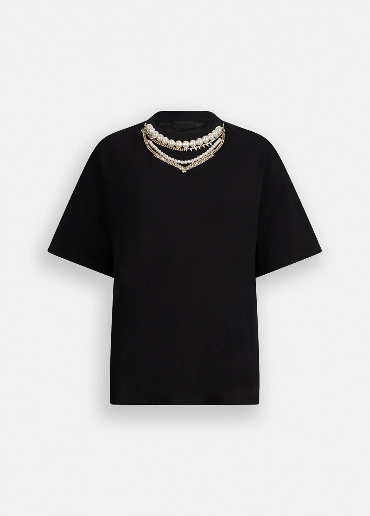 T-shirt con perle e strass