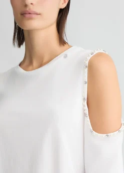 T-shirt con perle e strass