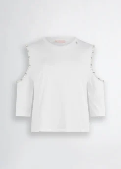 T-shirt con perle e strass