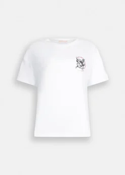 T-shirt con ricamo e strass