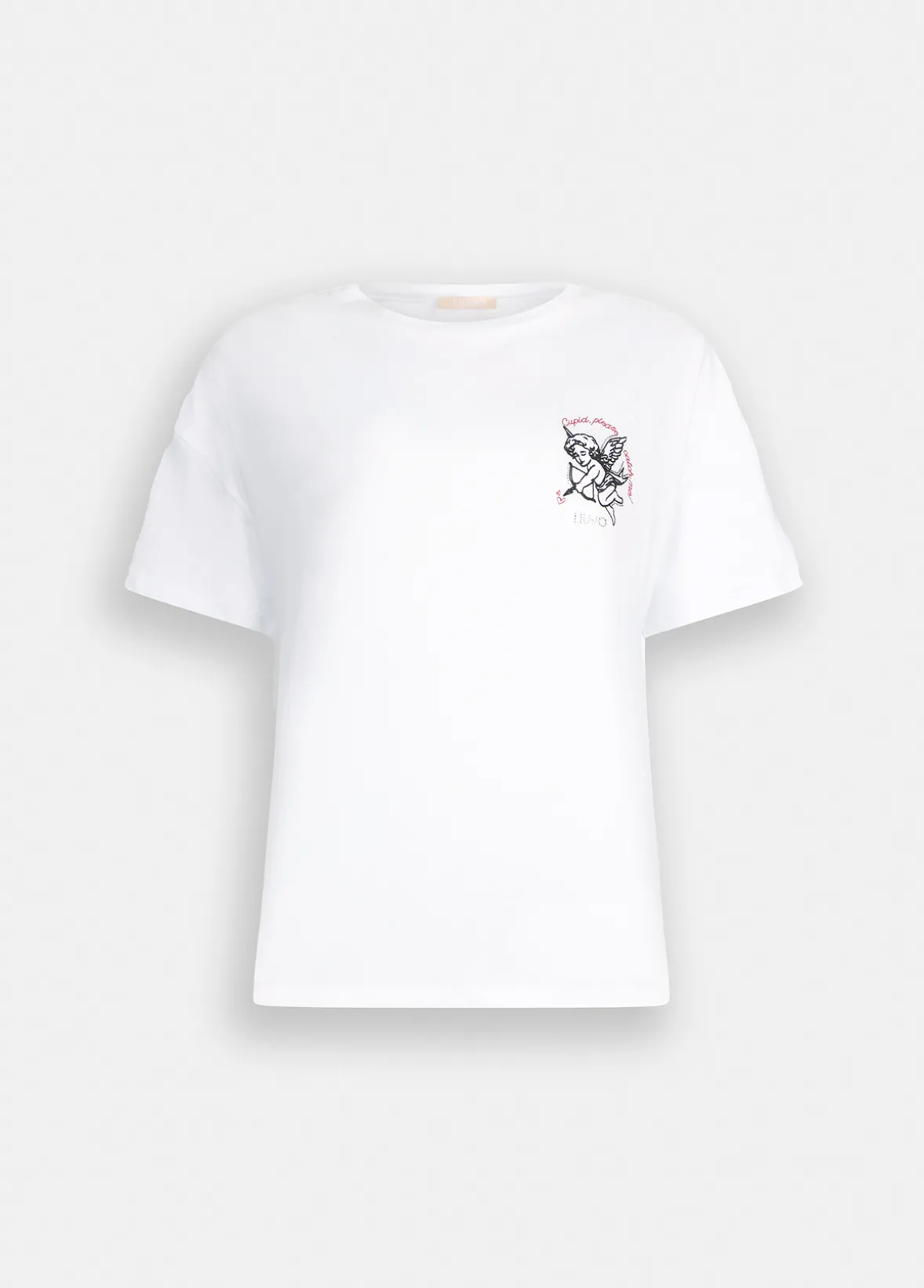 T-shirt con ricamo e strass