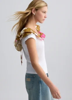 T-shirt con rouches stampata
