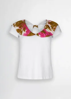 T-shirt con rouches stampata