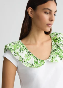 T-shirt con rouches stampata