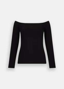 T-shirt con scollo bardot