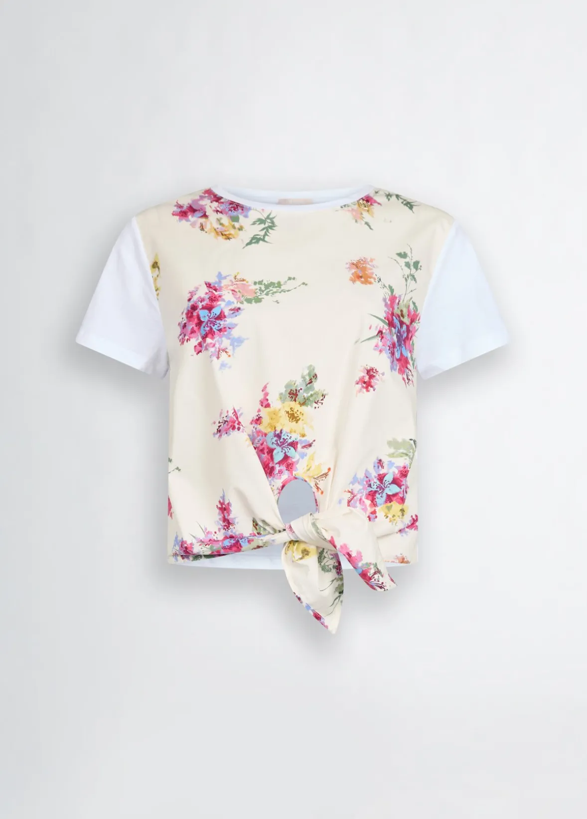 T-shirt con stampa e nodo