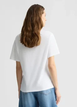T-shirt con stampa e strass