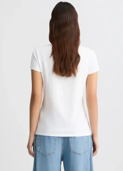T-shirt con stampa e strass