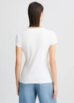 T-shirt con stampa e strass