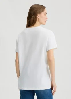 T-shirt con stampa e strass