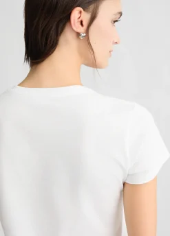 T-shirt con stampa e strass