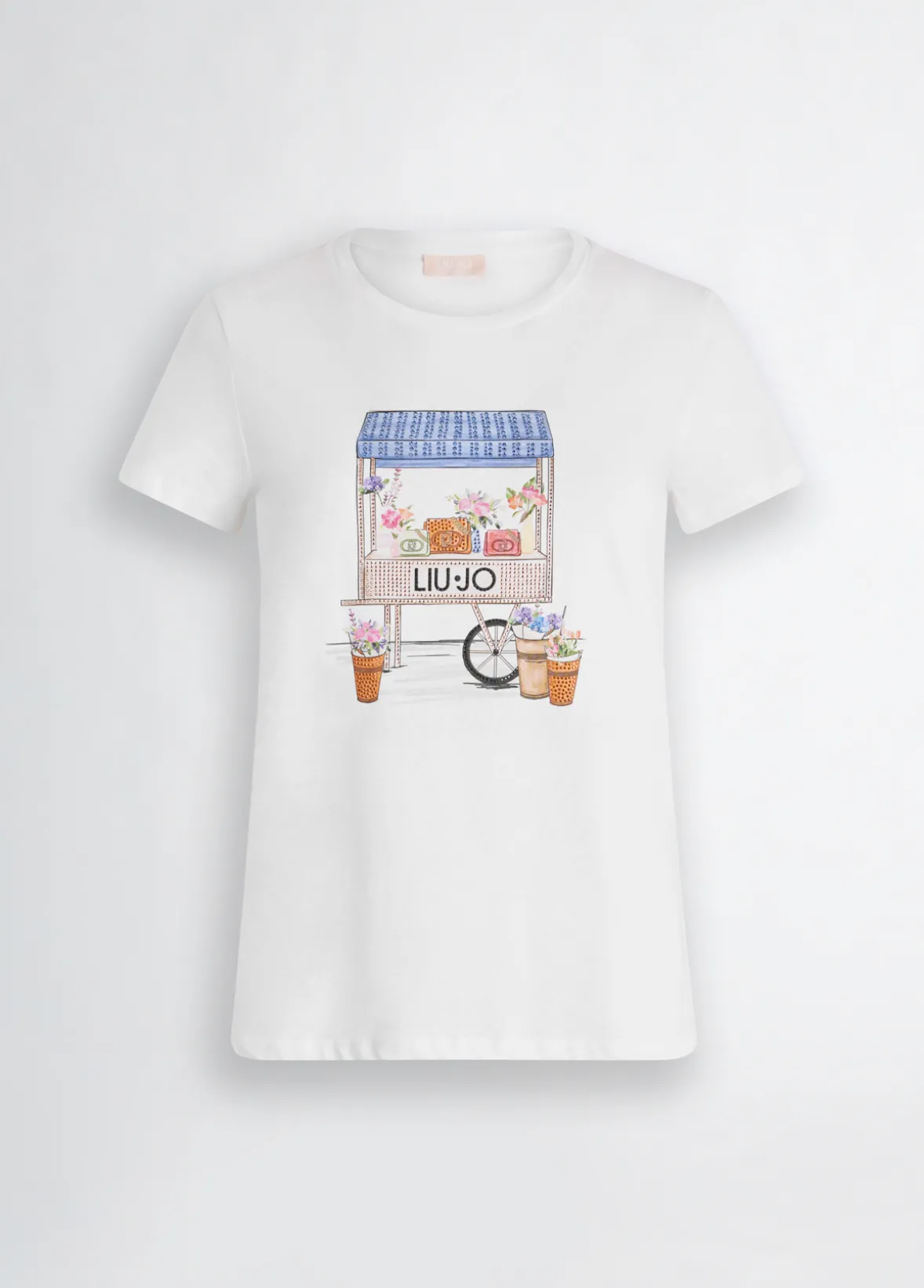 T-shirt con stampa e strass