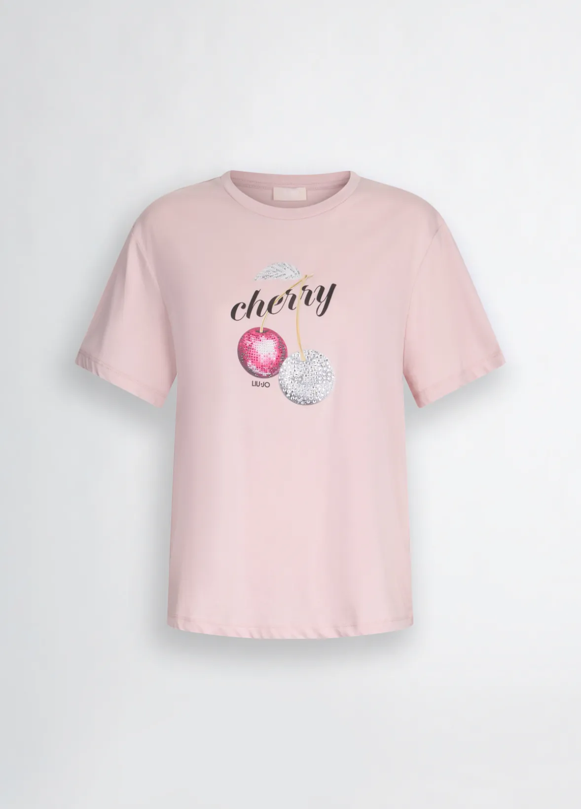T-shirt con stampa e strass