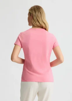 T-shirt con stampa e strass