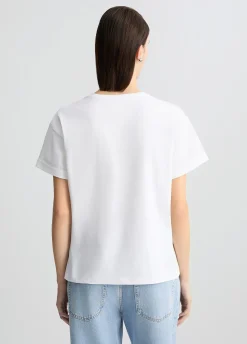 T-shirt con stampa e strass