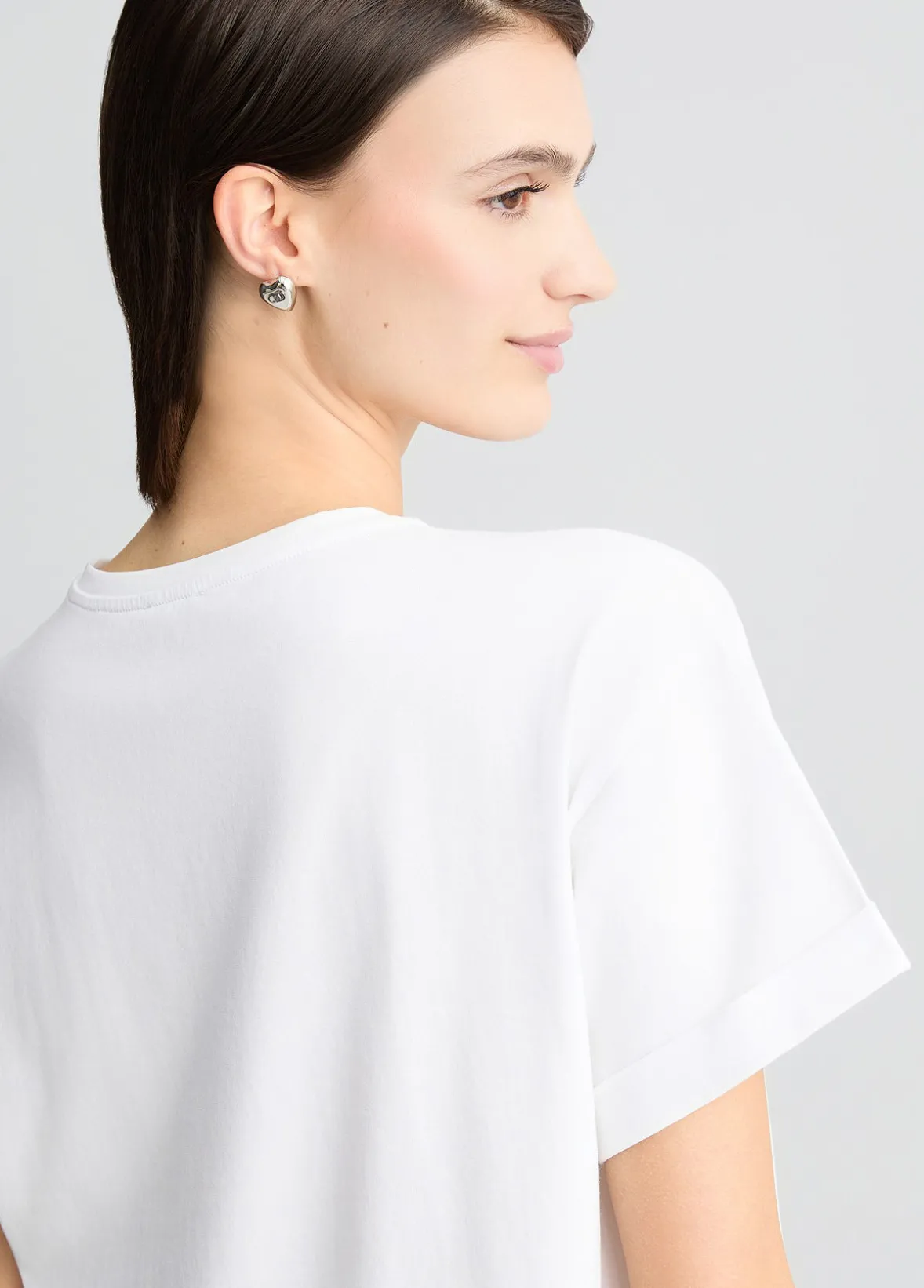 T-shirt con stampa e strass