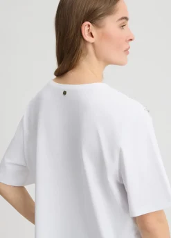 T-shirt con strass e castoni