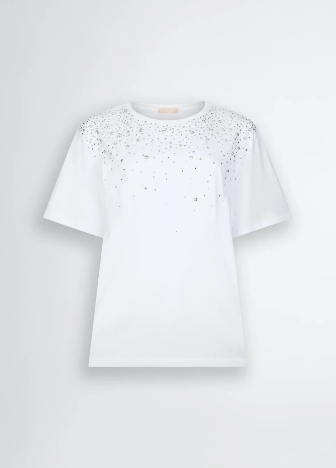 T-shirt con strass e castoni