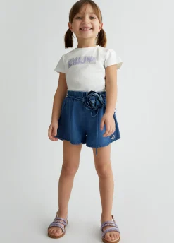 T-shirt in cotone con logo e strass