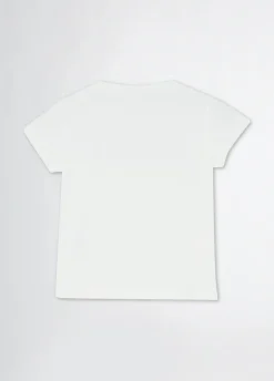 T-shirt in cotone con logo e strass