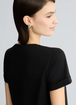 T-shirt in cotone con logo e strass