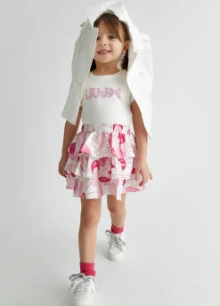 T-shirt in cotone con logo e strass