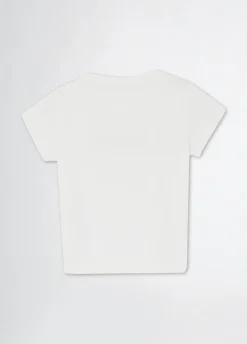 T-shirt in cotone con logo e strass
