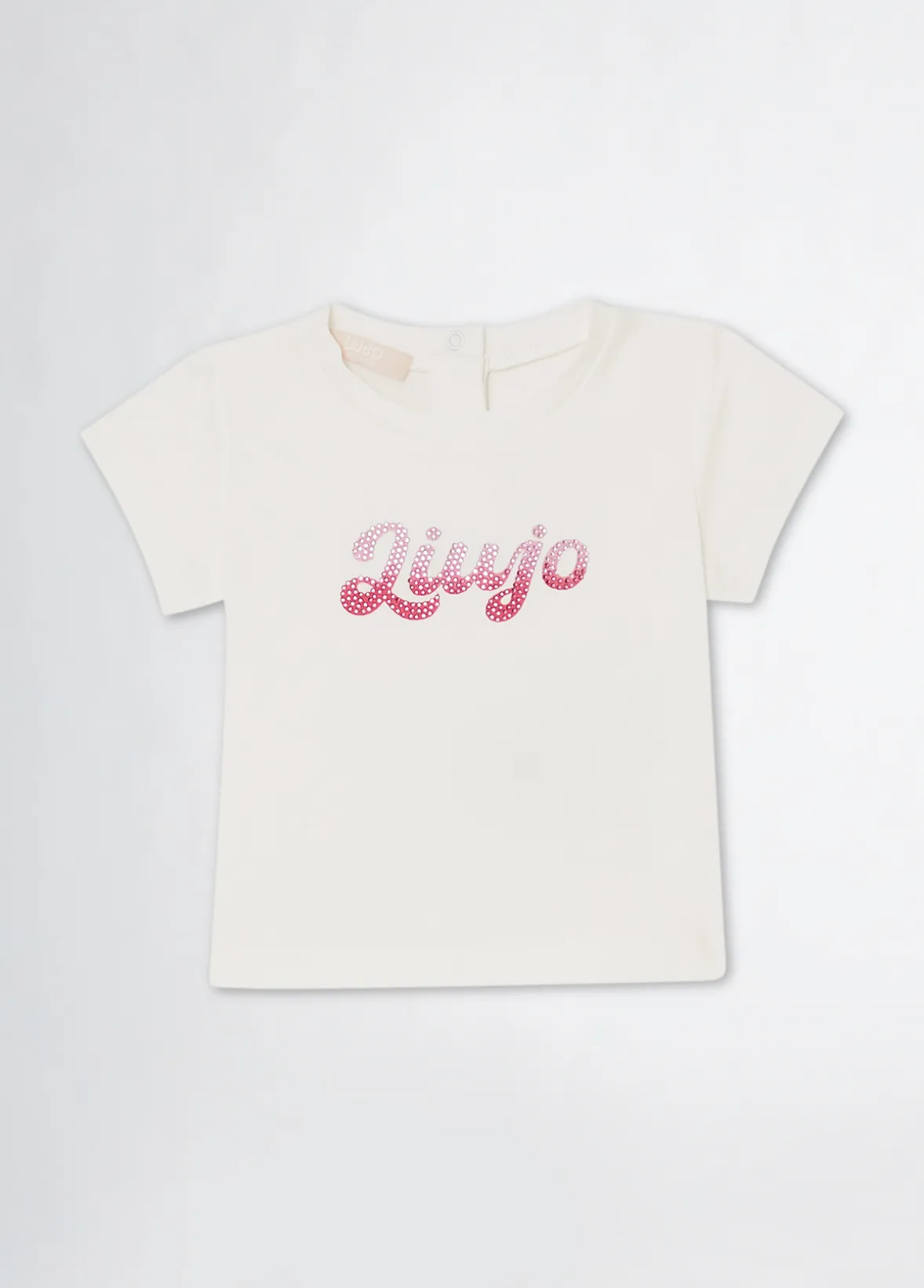 T-shirt in cotone con logo e strass