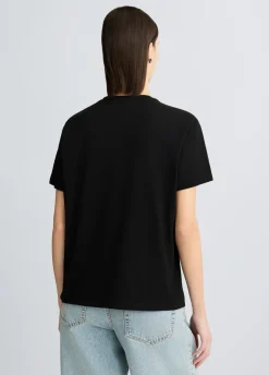 T-shirt in cotone con paillettes e strass